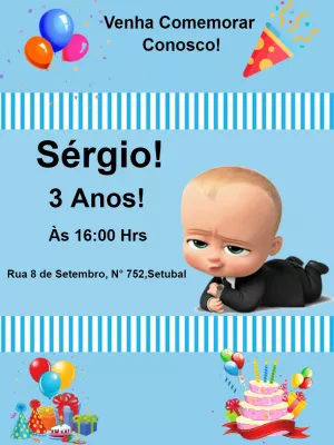 Convite de Aniversário Poderoso Chefinho para Editar Online