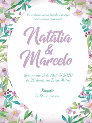 Convite de Casamento Floral Aquarela para Editar Online