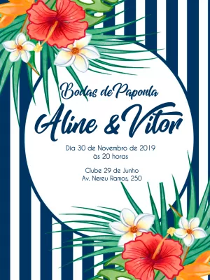 Convite Bodas de Papoula Tropical Floral para Editar Online