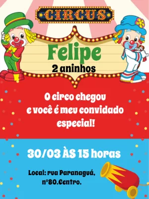 Invitation d'anniversaire Cirque – Statique – Gley Leobas