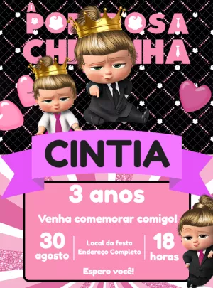 Convite de Aniversário A Poderosa Chefinha para Editar Online
