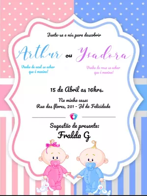 Convite Chá Revelação Menino ou Menina para Editar Online