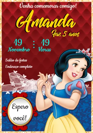 Invito di compleanno Principesse – Statico – Montando a Sua Festa Oficial
