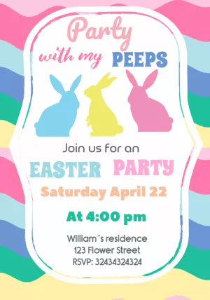 Editable Easter Bunny Peeps Invitation Template