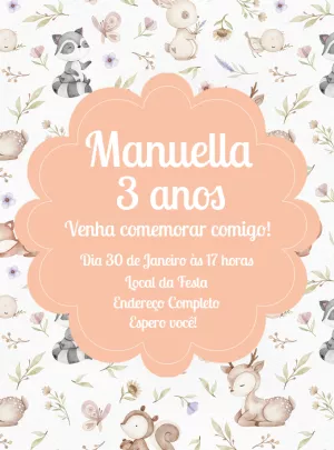 Convite Aniversário Bosque Encantado para Editar Online