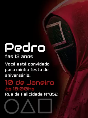 Convite Aniversário Round 6 com Símbolos para Editar Online
