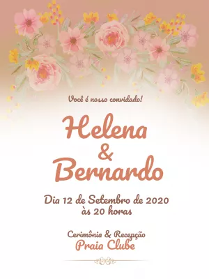 Convite de Casamento Floral Romântico para Editar Online