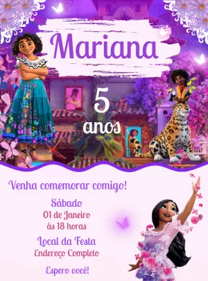 Convite Aniversário Encanto Disney para Editar Online
