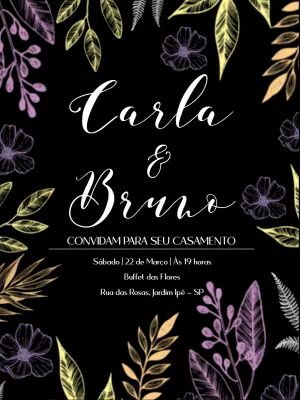 Convite de Casamento Folhagem Colorida para Editar Online