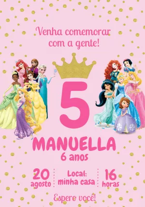 Invitation d'anniversaire Princesses – Statique – Mariana Correa