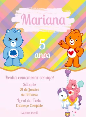Convite Aniversário Ursinhos Carinhosos para Editar Online