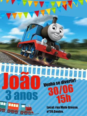Convite de Aniversário Trem Thomas e Seus Amigos para Editar