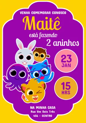 Convite de Aniversário Bolofofos para Editar Online