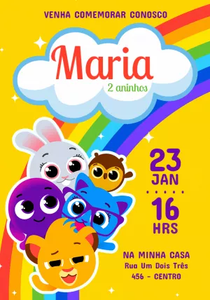 Convite de Aniversário Bolofofos para Editar Online e Imprimir