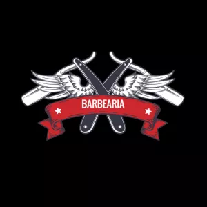 Logo Barbearia com Navalhas e Asas para Editar Online