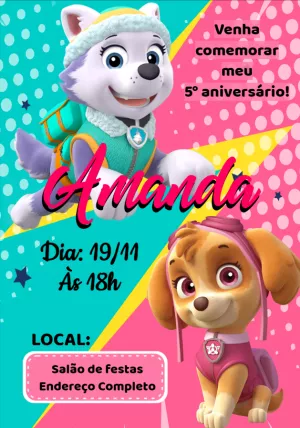 Invito di compleanno Paw Patrol – Statico – Montando a Sua Festa Oficial