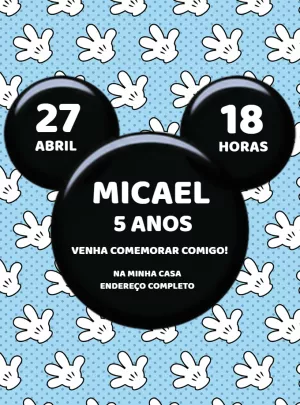 Convite Aniversário Mickey Mouse para Editar Online