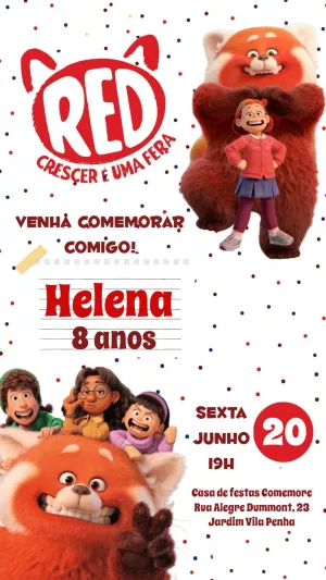 Convite de Aniversário Red: Crescer é uma Fera para Editar