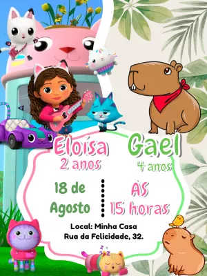 Invitación de cumpleaños La casa de muñecas de Gabby – Estático – Pedro Henrique