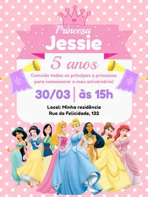 Invitación de cumpleaños Princesas – Estático – Pedro Henrique
