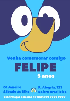 Invito di compleanno Bluey – Statico – Osvaldo