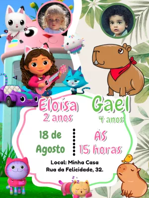 Invitación de cumpleaños La casa de muñecas de Gabby – Estático – Pedro Henrique