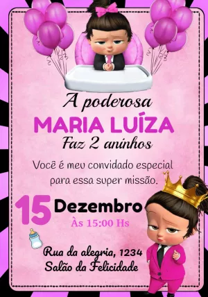 Convite Aniversário Poderosa Chefinha para Editar Online