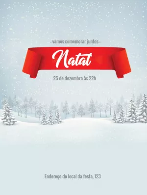 Convite de Natal com paisagem de neve para Editar Online