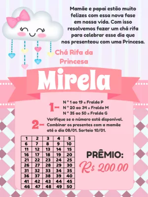 Convite Chá Rifa Chuva de Amor Menina para Editar Online