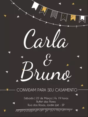 Convite de Casamento com Bandeirinhas para Editar Online