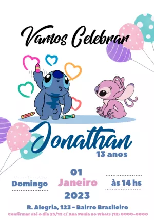 Invitación de cumpleaños Stitch – Estático – Osvaldo