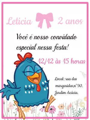 Galinha Pintadinha生日邀请函 – 静态 – Gley Leobas