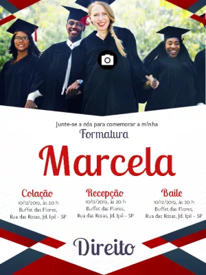 Convite de Formatura com Foto para Editar e Imprimir