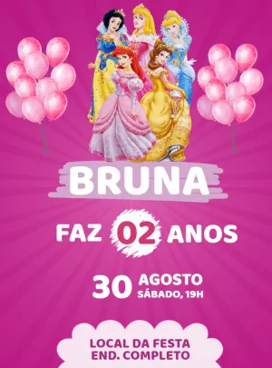 Invitación de cumpleaños Princesas – Estático – Jonathan Fiuza