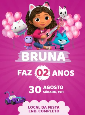 Convite Aniversário A Casa Mágica da Gabby para Editar Online