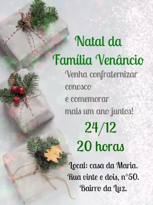 Convite de Natal em Família com Presentes para Editar Online