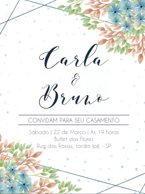Convite de Casamento Floral Geométrico para Editar Online