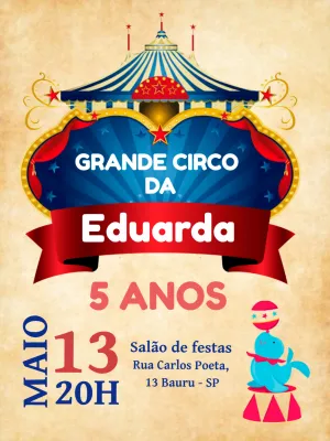 Invitation d'anniversaire Cirque – Statique – Augusto Renan