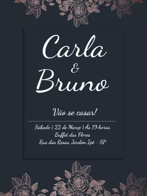 Convite de Casamento Minimalista com Flores para Editar Online