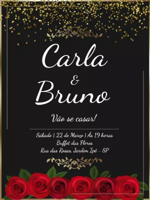 Convite de Casamento Elegante com Rosas para Editar Online