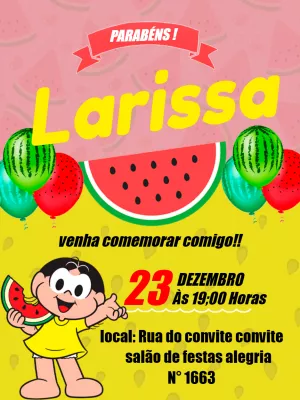 Invitation d'anniversaire Turma da Mônica – Statique – Augusto Renan