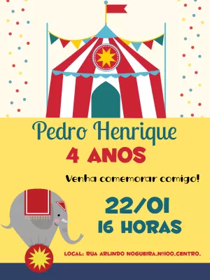 Invitation d'anniversaire Cirque – Statique – Bella Liz Convites