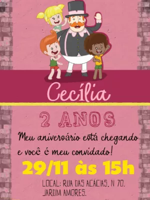 Convite de Aniversário Mundo Bita com Personagens para Editar
