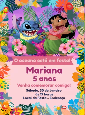Invitación de cumpleaños Stitch – Estático – Decore Arte