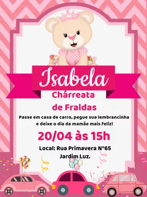 Convite Charreata Ursinha Princesa para Editar Online