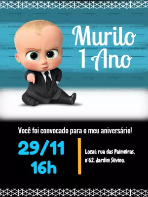 Convite de Aniversário Poderoso Chefinho para Editar Online