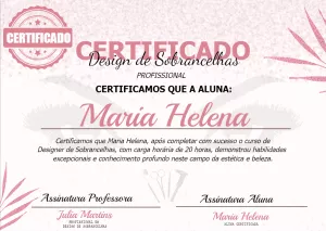 Certificado Design de Sobrancelhas Profissional para Editar