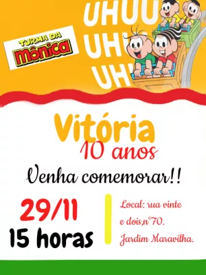 Invitation d'anniversaire Turma da Mônica – Statique – Gley Leobas