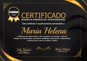 Certificado de Design de Sobrancelhas Editável para Imprimir