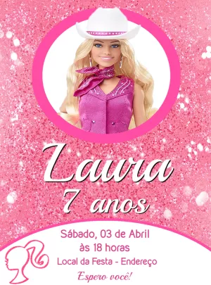 Convite de Aniversário Barbie Boiadeira para Editar Online
